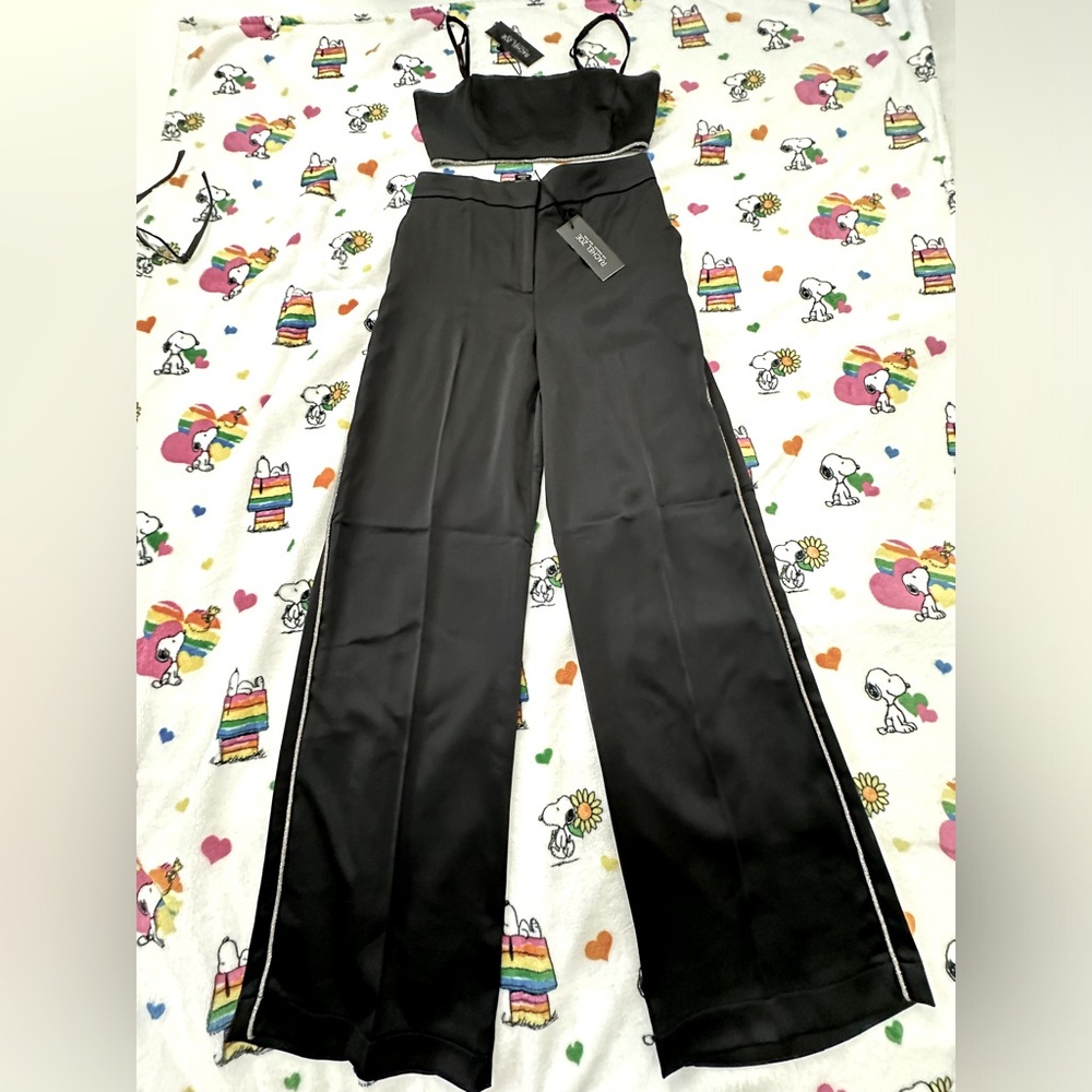 ***SOLD**** Rachel Zoe Satin 2 piece set, crop top & trousers NWT